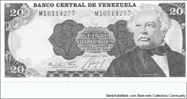 P64a - 20 Bolivares - 25.09.1984 Banknote