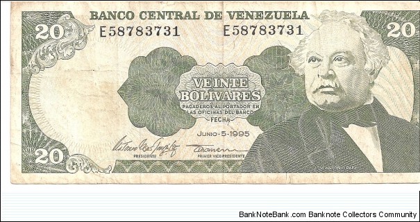 P63e - 20 Bolivares - 05.06.1995 Banknote