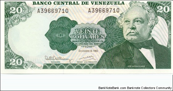 P63d - 20 Bolivares - 08.12.1992 Banknote