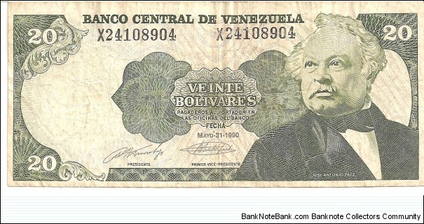 P63c - 20 Bolivares - 31.05.1990 Banknote