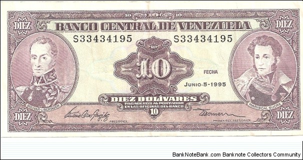 P61d - 10 Bolivares - 05.05.1995 Banknote