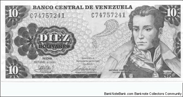 P60a - 10 Bolivares - 06.10.1981 Banknote