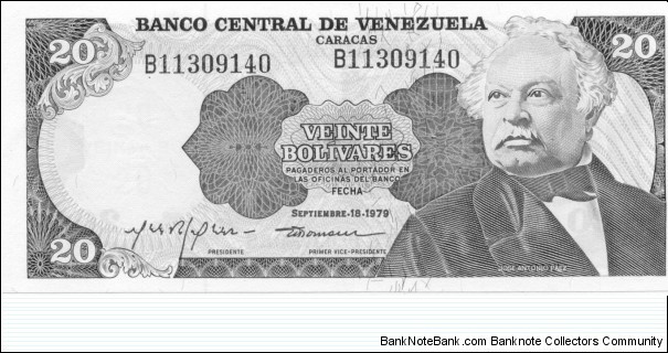 P53c - 20 Bolivares - 18.09.1979 Banknote