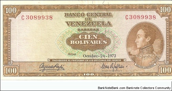 P48i - 100 Bolivares - 24.10.1972 Banknote