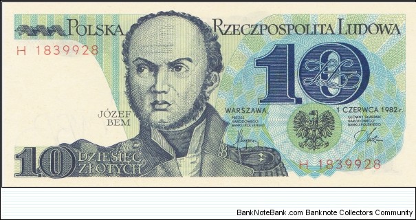 Poland 10 zlotych 1982 Banknote