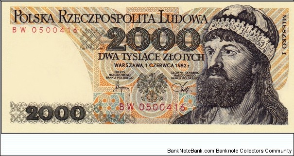 Poland 2000 zlotych 1982 Banknote