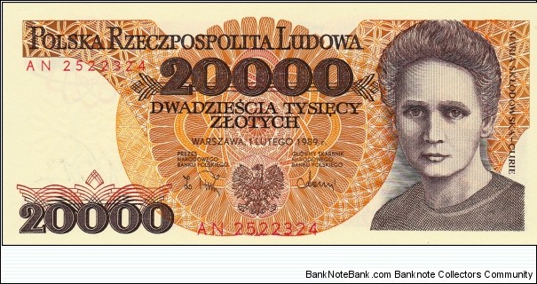 Poland 20k zlotych 1989 Banknote