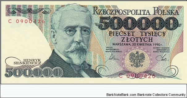Poland 500k zlotych 1990 Banknote