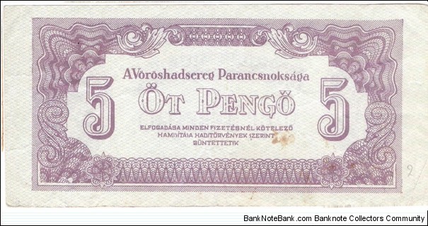 5 Pengo(Soviet Occupation 1944) Banknote