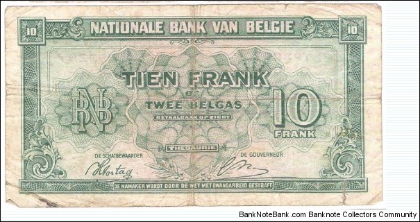 Banknote from Belgium year 1943