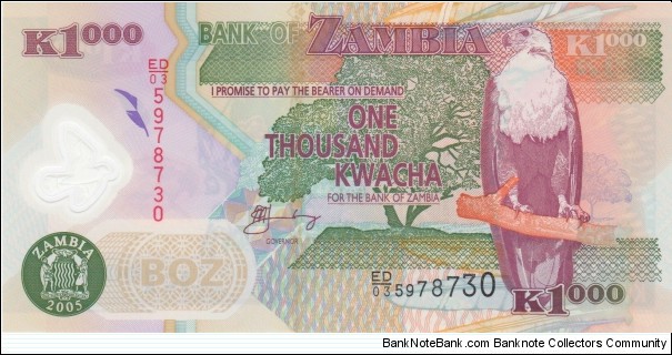 Zambia 1000 kwacha 2005, polymer Banknote