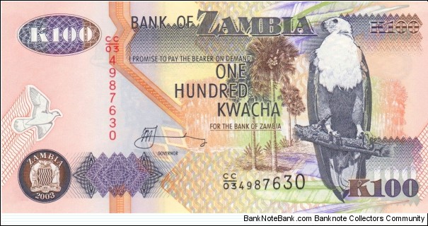 Zambia 100 kwacha 2003 Banknote