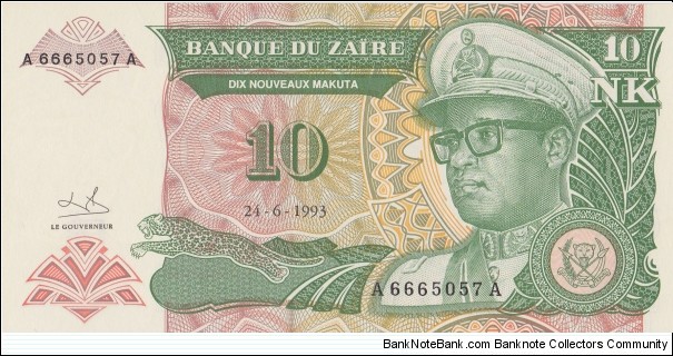 Zaïre 10 zaires 1993 Banknote
