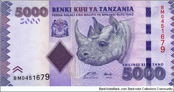 Tanzania 5000 schillings 2010 Banknote