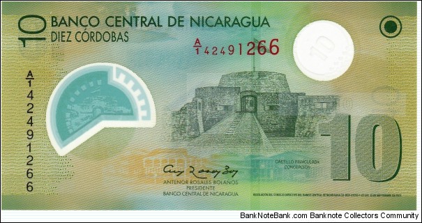 Nicaragua 10 córdobas 2007 (2012), polymer Banknote