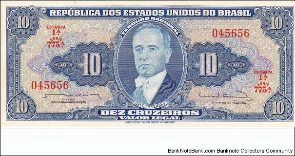 Brazil 10 cruzeiros 1963 Banknote