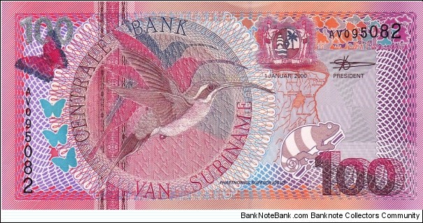 Suriname 100 gulden 2000 Banknote