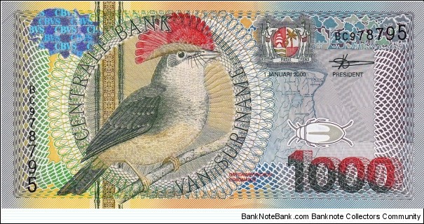 Suriname 1000 gulden 2000 Banknote