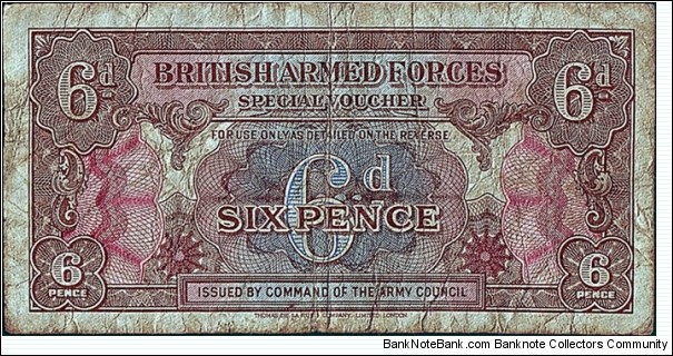 British Armed Forces N.D. 6 Pence (1/2 Shilling).

Series I. Banknote