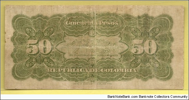 Banknote from Colombia year 1910