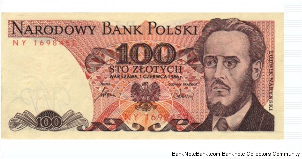 Poland  100 Zlotych -1986 Banknote
