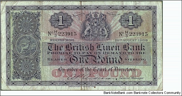 Scotland 1958 1 Pound. Banknote