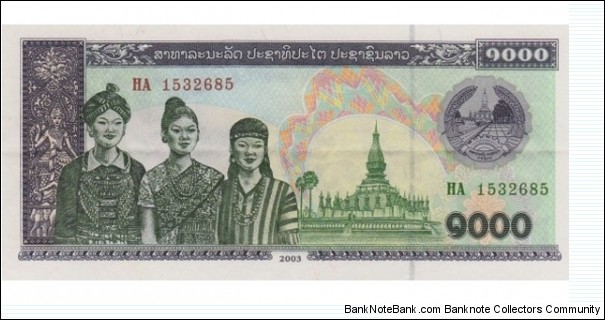 Laos 1000 kip 2003 Banknote