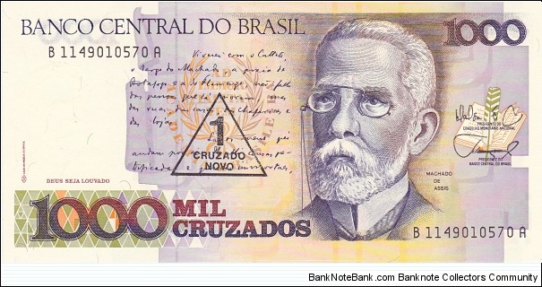 Brazil 1 cruzado novo 1989 Banknote