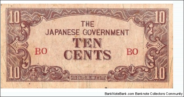 Burma - 10 Cents Japanese occupation money 1942 Banknote