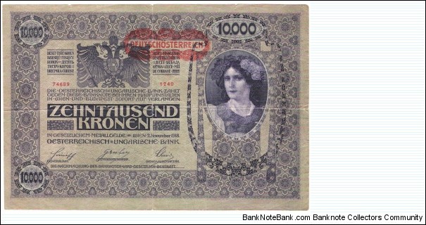 10.000 Kronen(DEUTSCHOSTERREICH overprint 1919 Issue) Banknote
