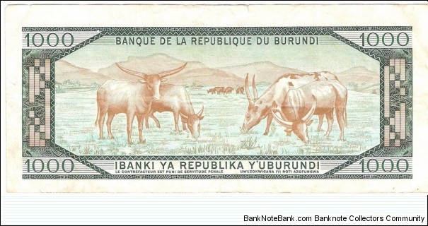 Banknote from Burundi year 1989