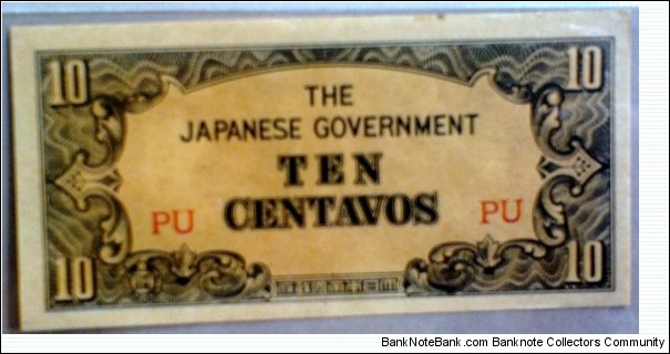 Japanese Invasion Money; 10 Centavos;  Banknote