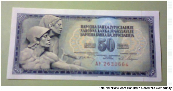 50 Dinara, Narodna Banka Jugoslavije / Narodna Banka na Jugoslavija; 
Relief of Mestrović Banknote