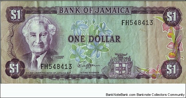 Jamaica N.D. 1 Dollar. Banknote