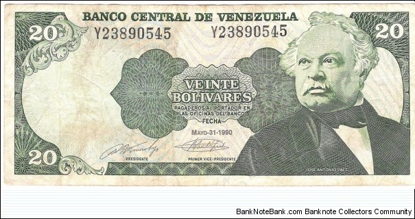 20 Bolivares(1990) Banknote