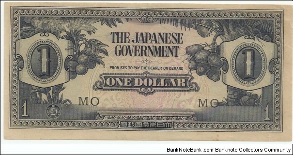 JapaneseOcpBN 1 Dollar  1942-45 (Malaya) Banknote