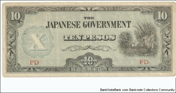 JapaneseOcpBN X Pesos  1942 (Philippines) Banknote