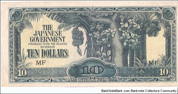 10 Dollars(Japanese Occupation of Malaya 1942) Banknote