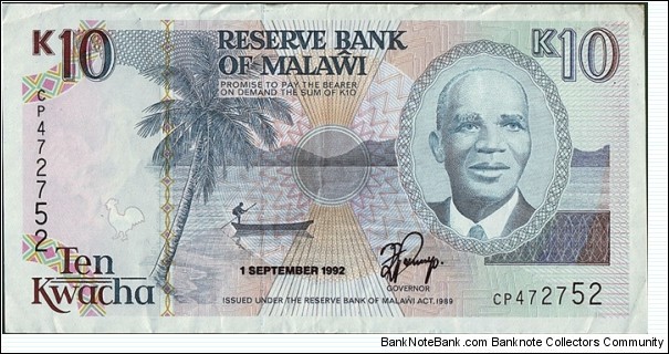 Malawi 1992 10 Kwacha. Banknote