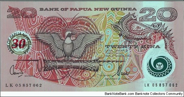 Papua New Guinea 2005 20 Kina.

30 Years of Independence. Banknote