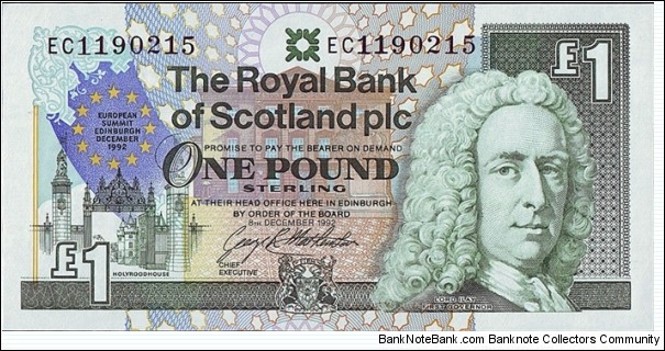 Scotland 1992 1 Pound.

European Summit Meeting,Edinburgh. Banknote