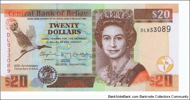 Belize 20 Dollars  Banknote