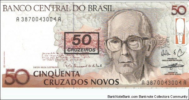 50 Cruzeiros on 50 New Cruzeiros Banknote