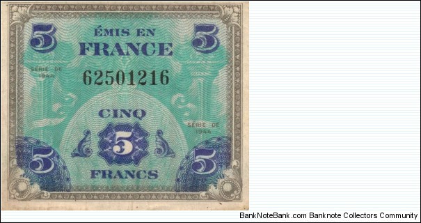 5 Francs - Series 1944 DE  Banknote