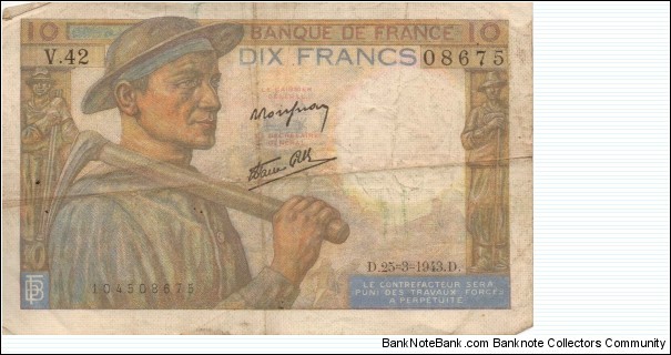 10 Francs 25Mar1943 Banknote