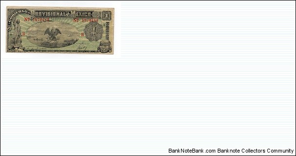 1 Peso Gobierno Provisional de Mexico Banknote