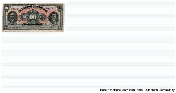 10 Pesos El Estado de Sonora Banknote
