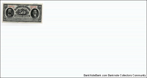 50 Centavos El Estado de Sonora Banknote