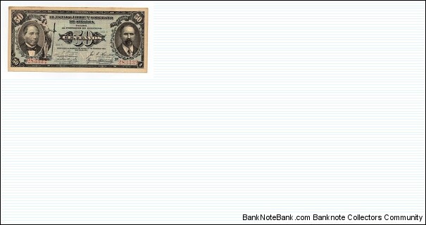 50 Centavos El Estado Libre Y Soberano de Sinaloa Banknote