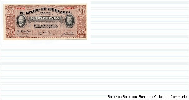 20 PESOS EL ESTADO DE CHIHUAHUA Banknote